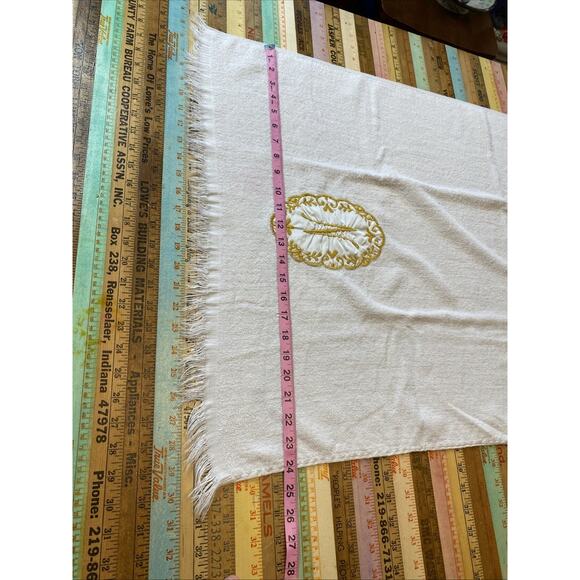 VTG MARTEX MCM 2pc Set Bath Towel Fringe Embroidered Floral Monogram "N" *read - Picture 11 of 12